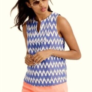 J. Crew Notched Shell Tank Top In Zig Zag Ikat. Size 0